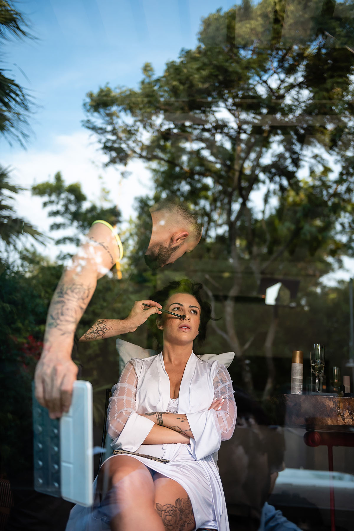 Noiva no making of no Alto das Palmeiras