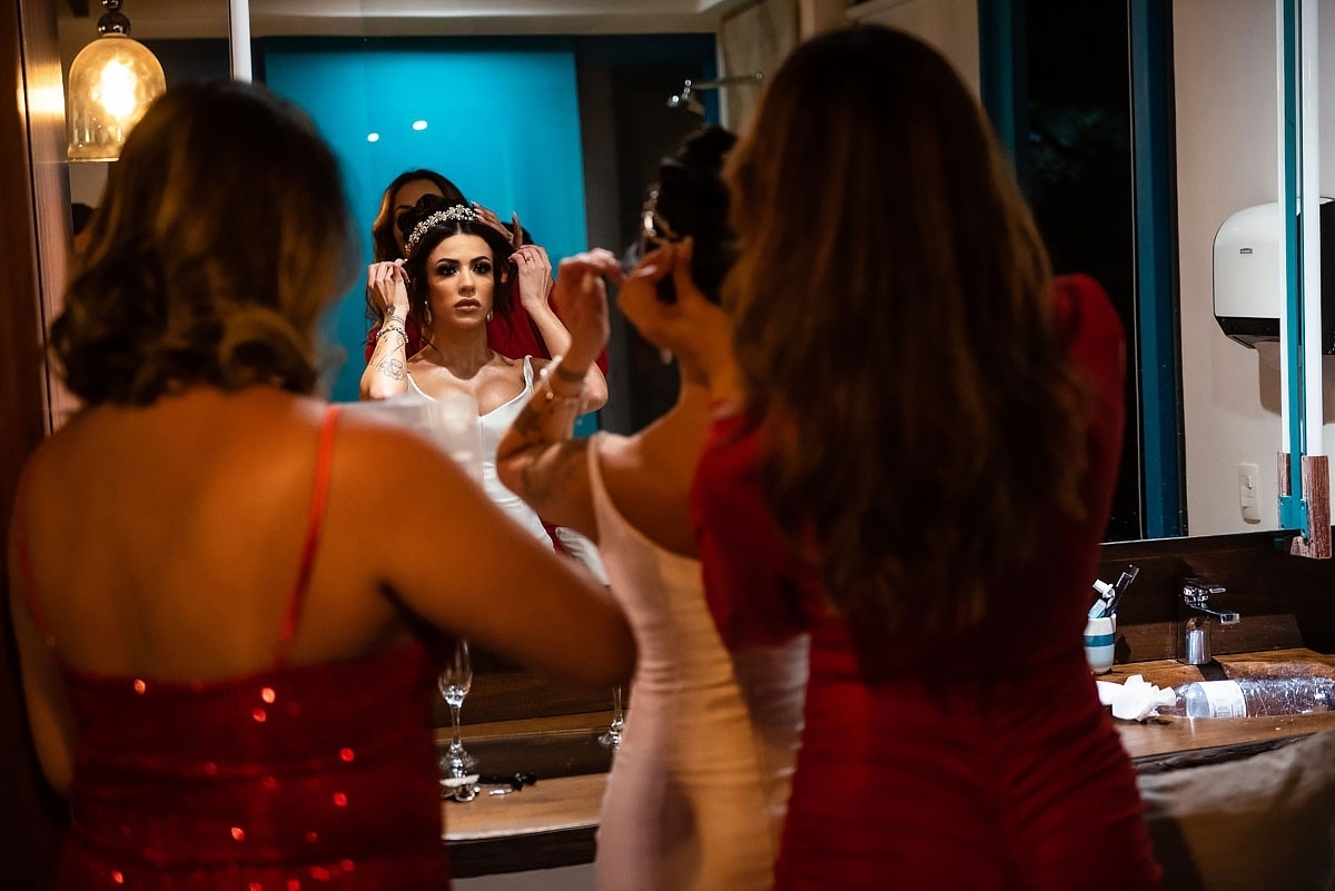 Noiva no making of no Alto das Palmeiras