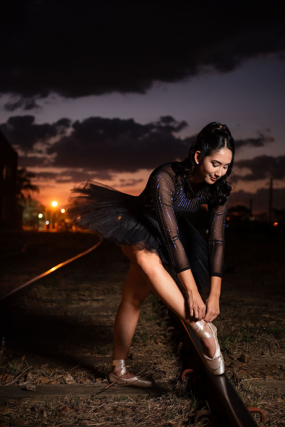 Bailarina sobre os trilhos do trem