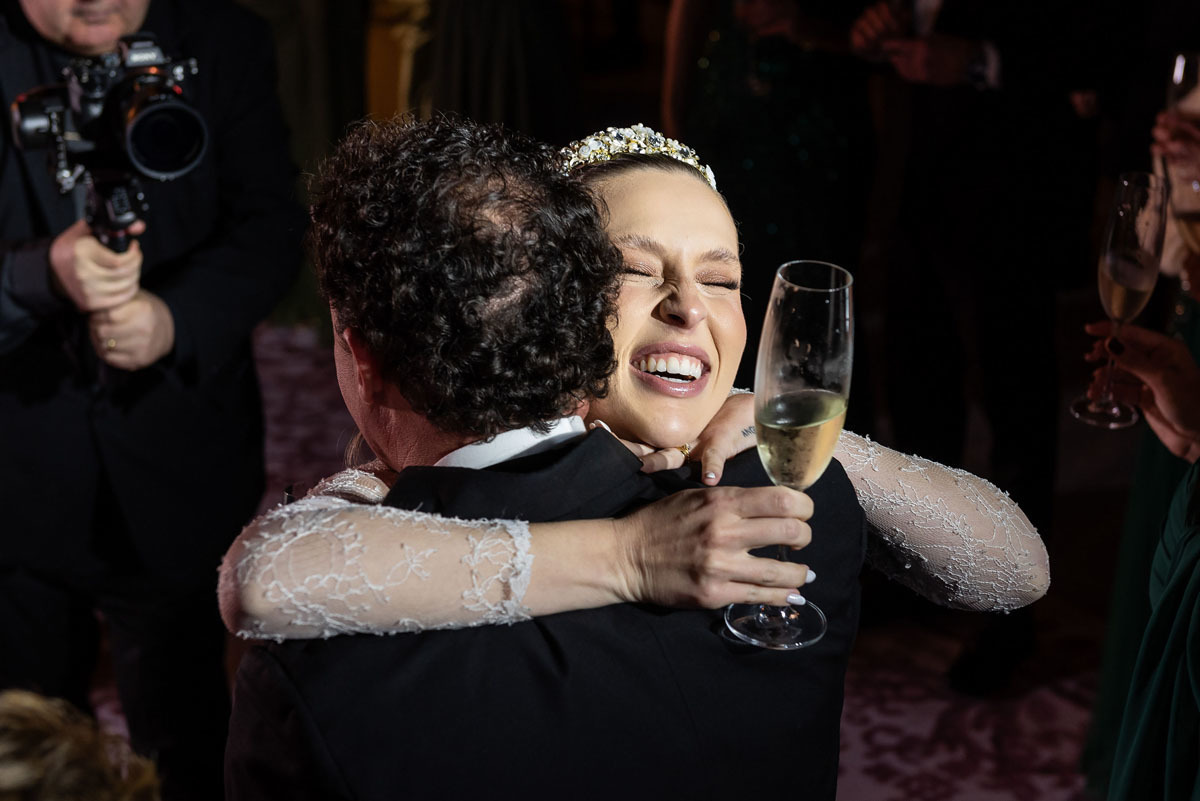 Brinde dos noivos no clube jundiaiense