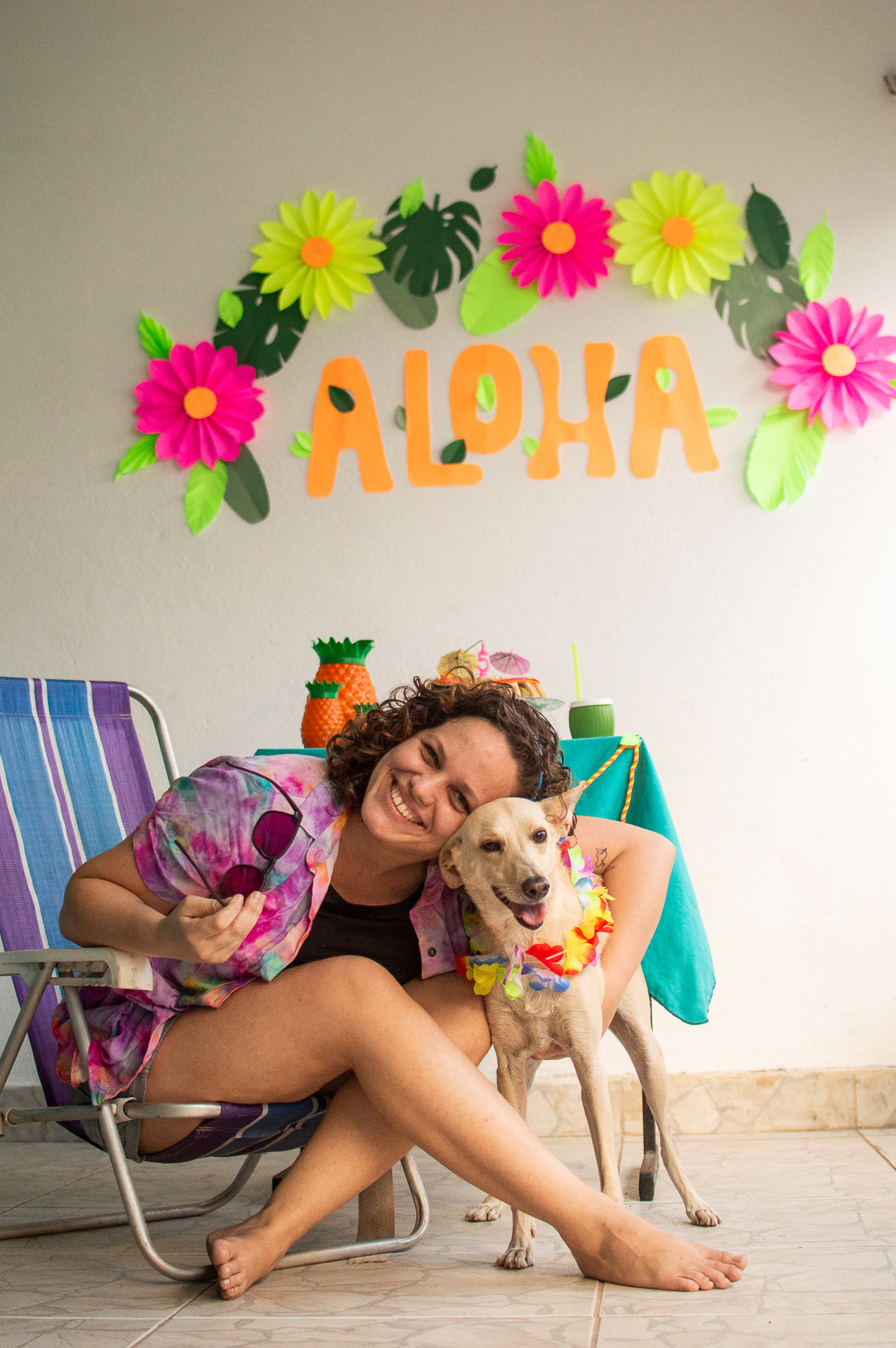 Ensaio - Festa - Pet Natal/RN, Fotografia Pet em Natal/RN, Bolo pet, festa havaiana