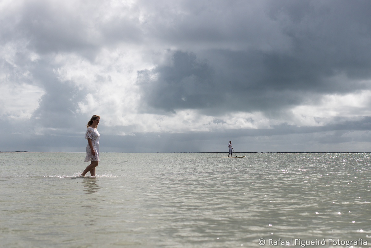 noivo stand up  noiva caminhando agua rasa mare baixa praia de antunes alagoas