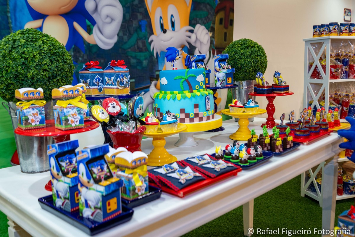 mesa do bolo festa infantil sonic game box shopping tacaruna fotografo de festa infantil kids alegria aniversario