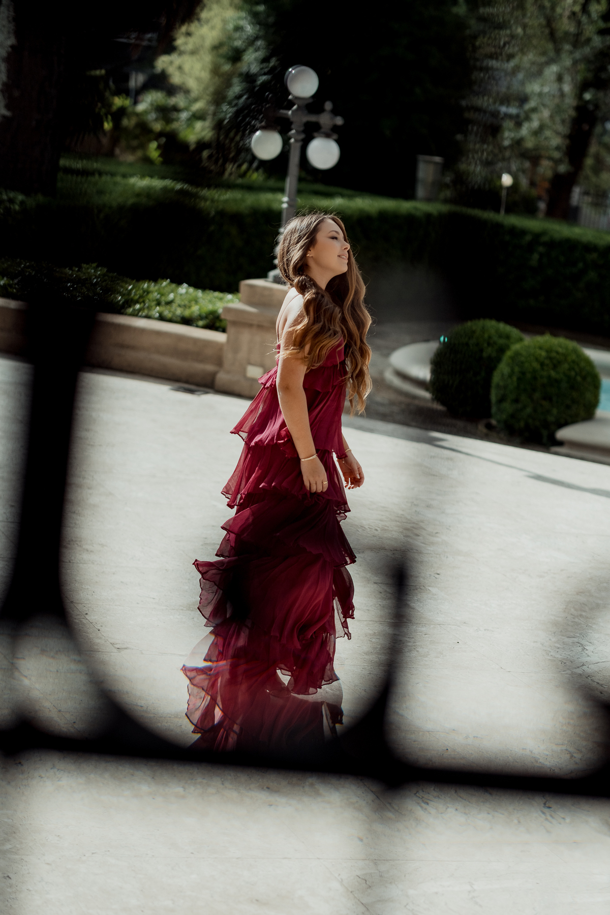 Ensaio de 15 anos no Castelo do Batel em Curitiba, vestido roxo