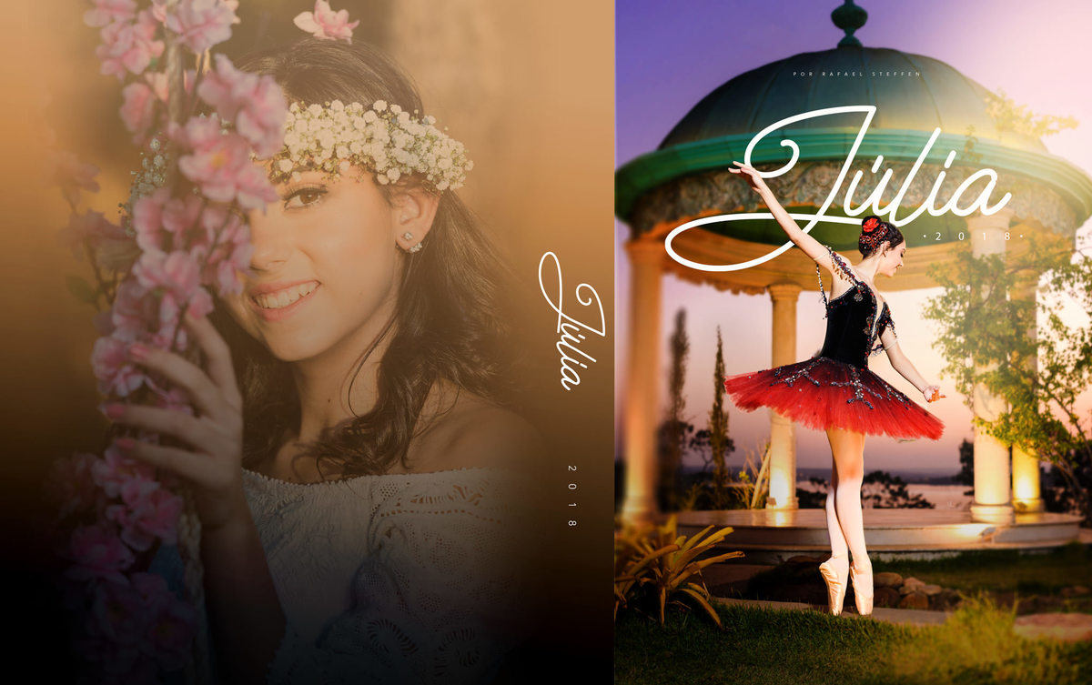 Capa Álbum 15 Anos da Júlia fotografado no Villa Giardini em Brasília por Rafael Steffen Fotografia. 