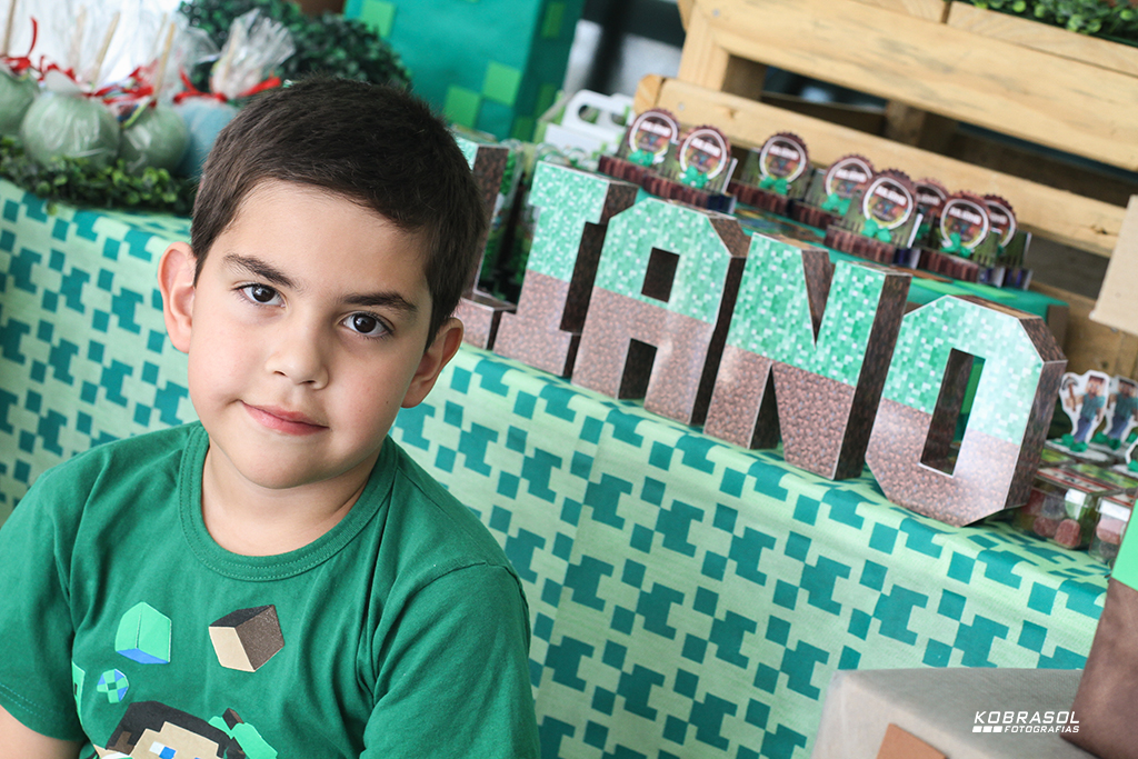 seteanos, seteaninhos, fotografiainfantil, fotodefesta, festainfantil, minecraft