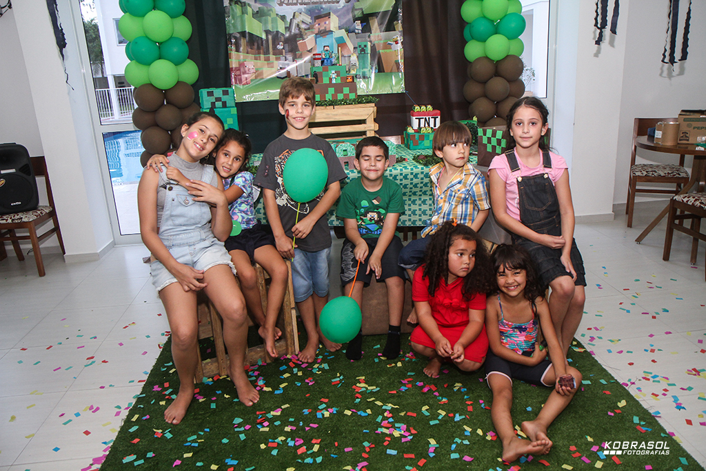 seteanos, seteaninhos, fotografiainfantil, fotodefesta, festainfantil, minecraft