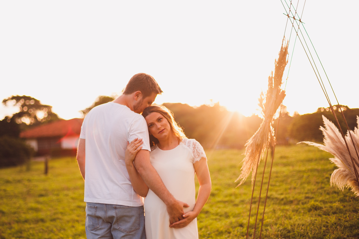 fotografa familia curitiba - gestante externo chácara por do sol