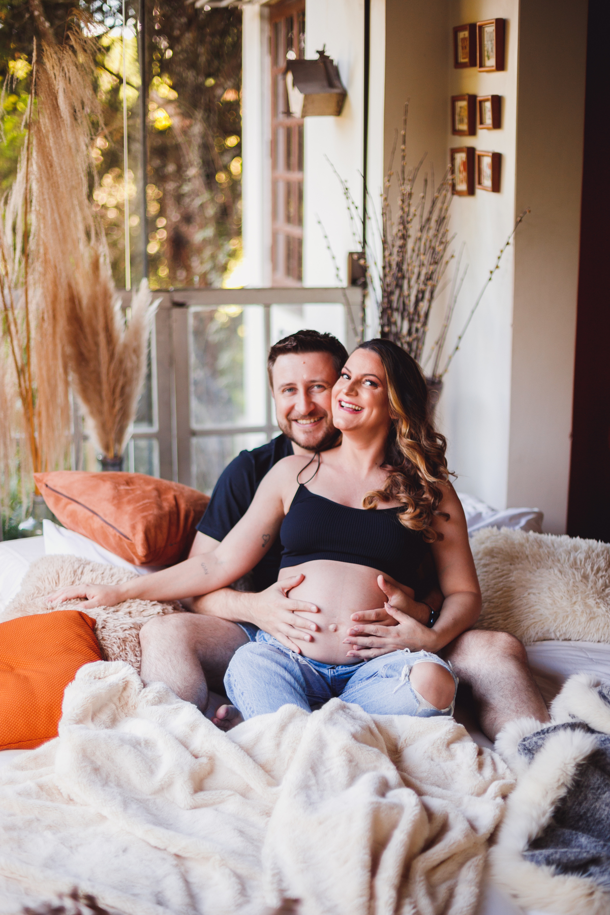 fotografa familia curitiba - gestante externo chácara por do sol