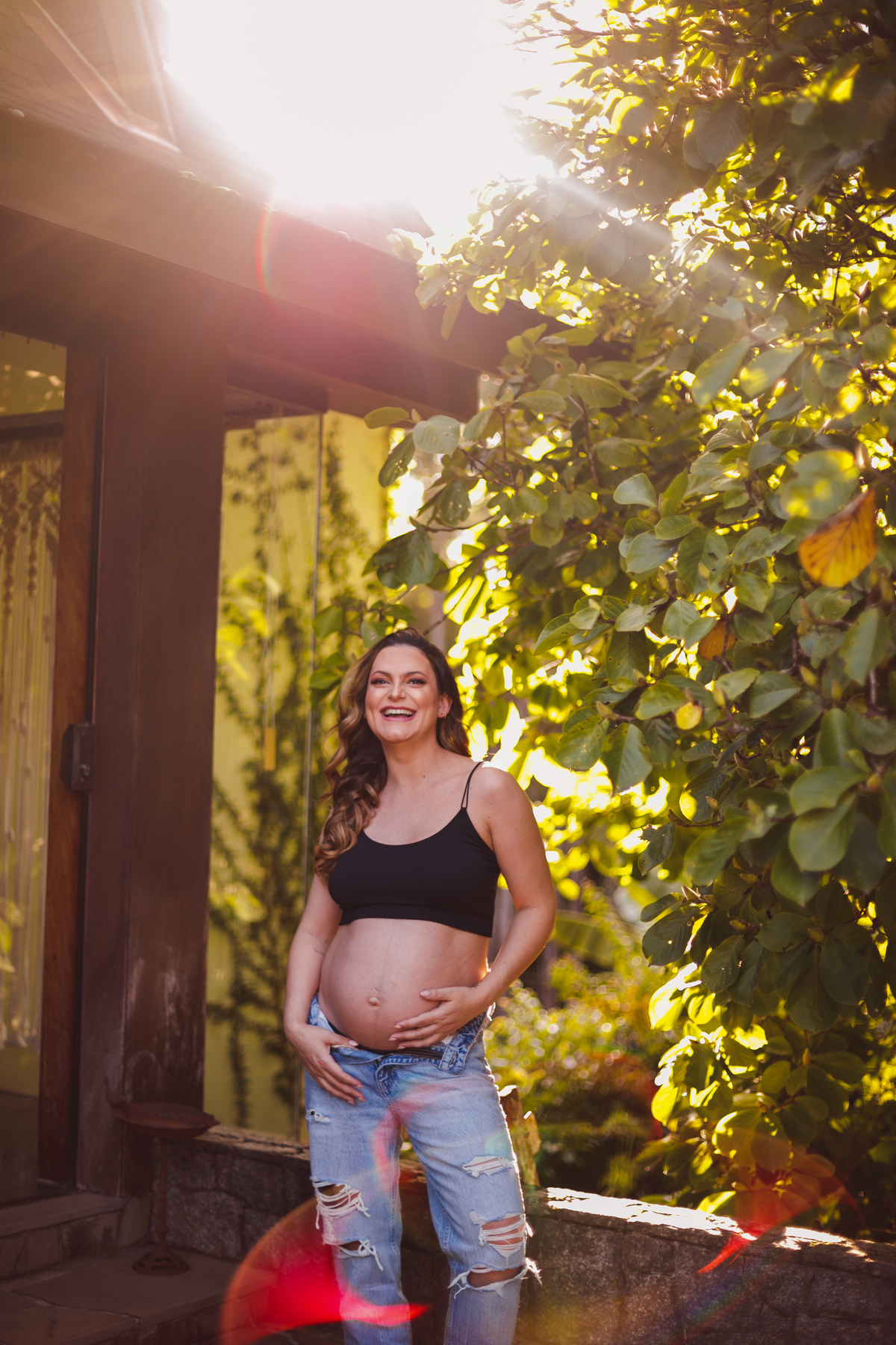 fotografa familia curitiba - gestante externo chácara por do sol