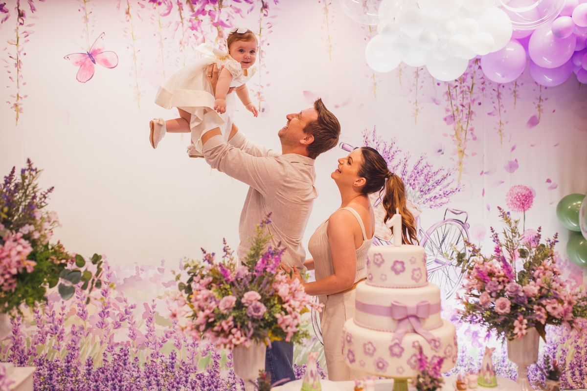 Fotografa familia Curitiba - aniversario 1 ano menina lavanda 