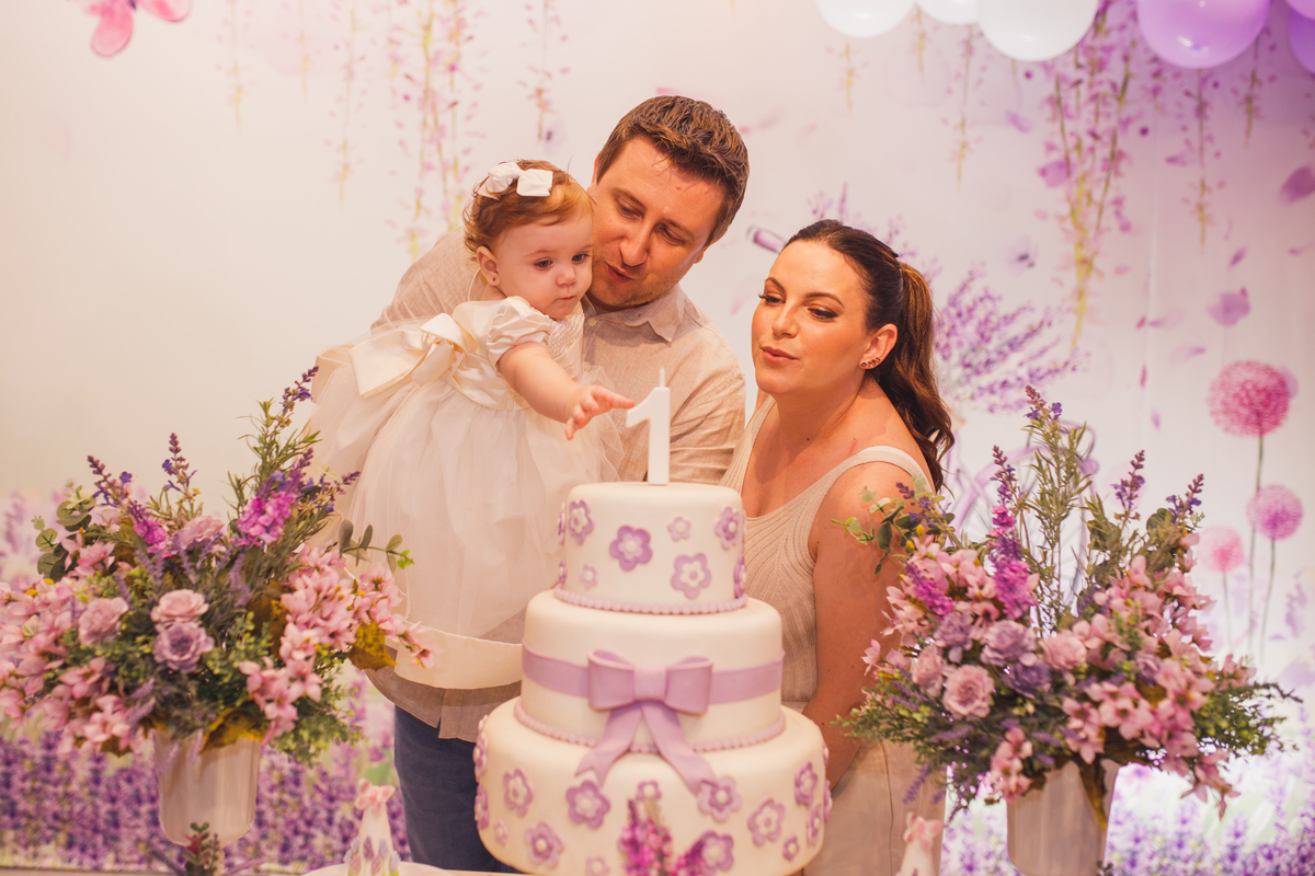 Fotografa familia Curitiba - aniversario 1 ano menina lavanda 