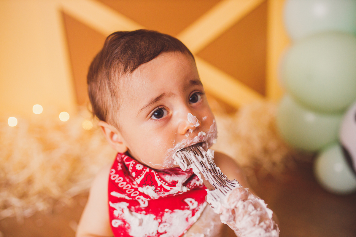 Fotografa familia Curitiba - smash the cake menino fazendinha