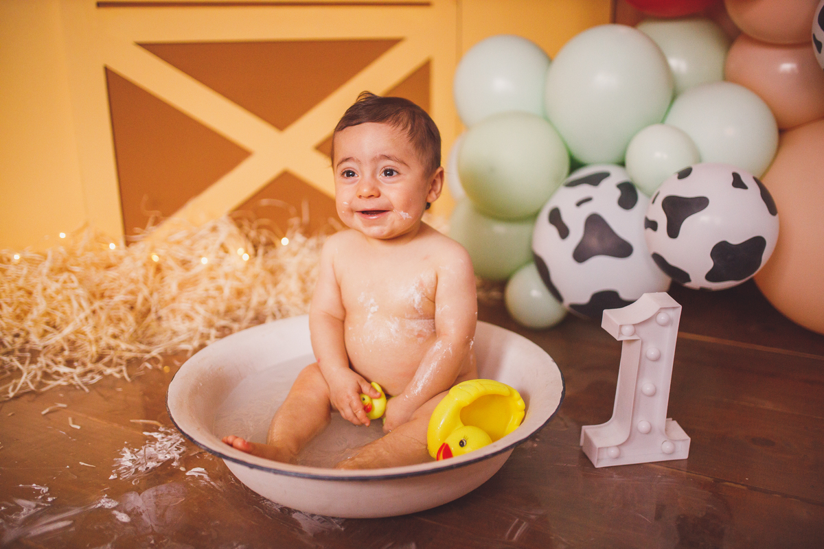 Fotografa familia Curitiba - smash the cake menino fazendinha