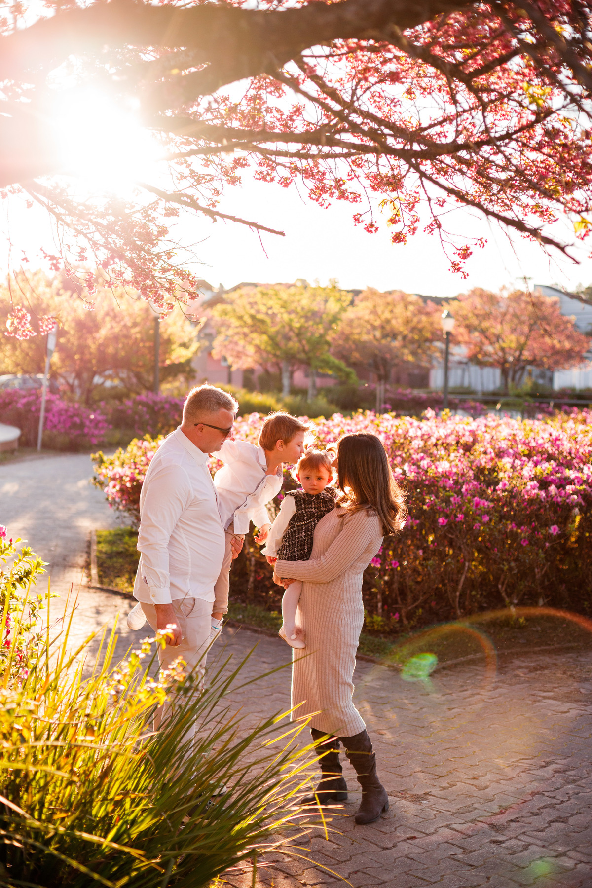 Fotografa familia Curitiba - ensaio externo cerejeiras bebê 