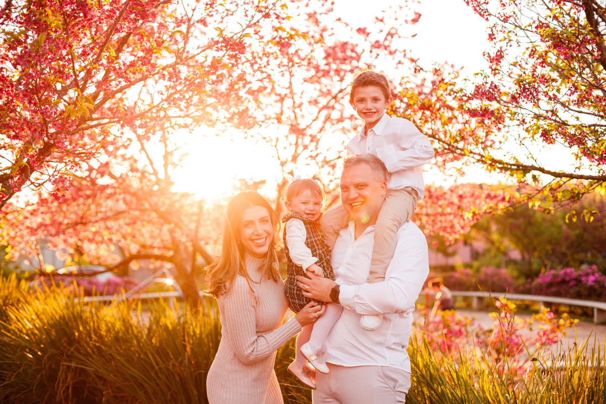 Fotografa familia Curitiba - ensaio externo cerejeiras bebê 