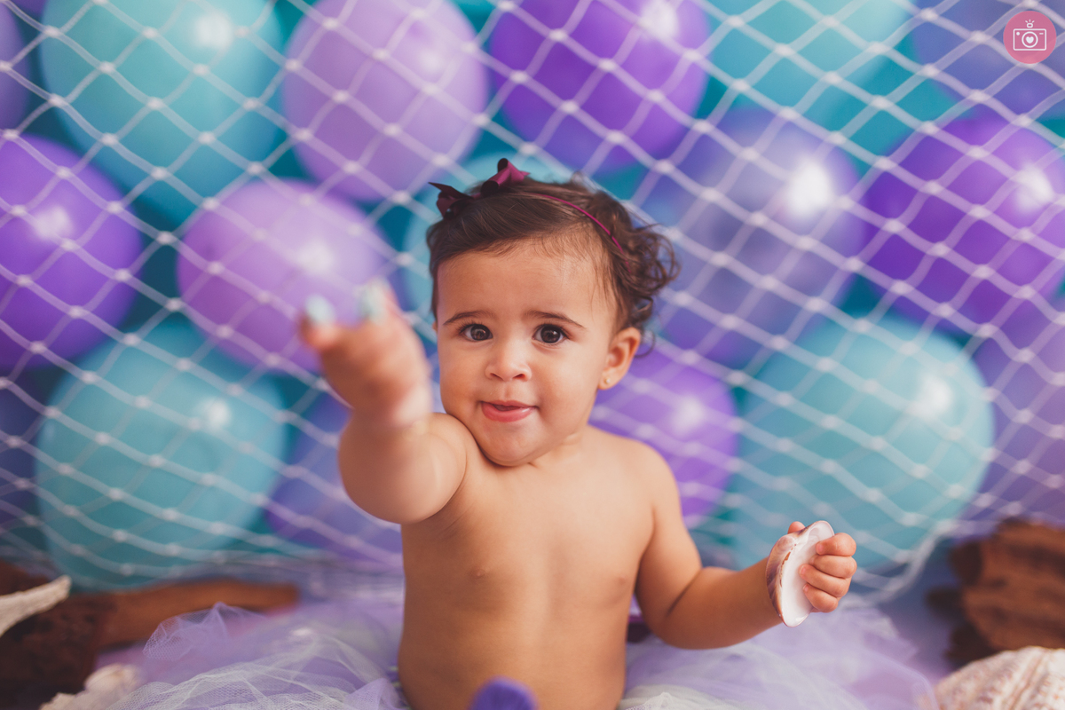 fotografa de familia curitiba - smash the cake Alice fundo do mar - sereia