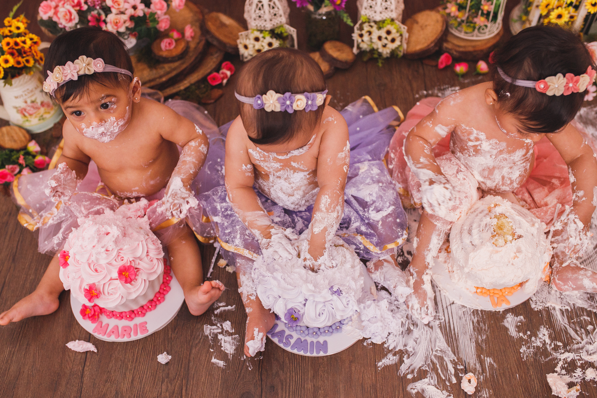 fotografa familia Curitiba - smash the cake trigemeas