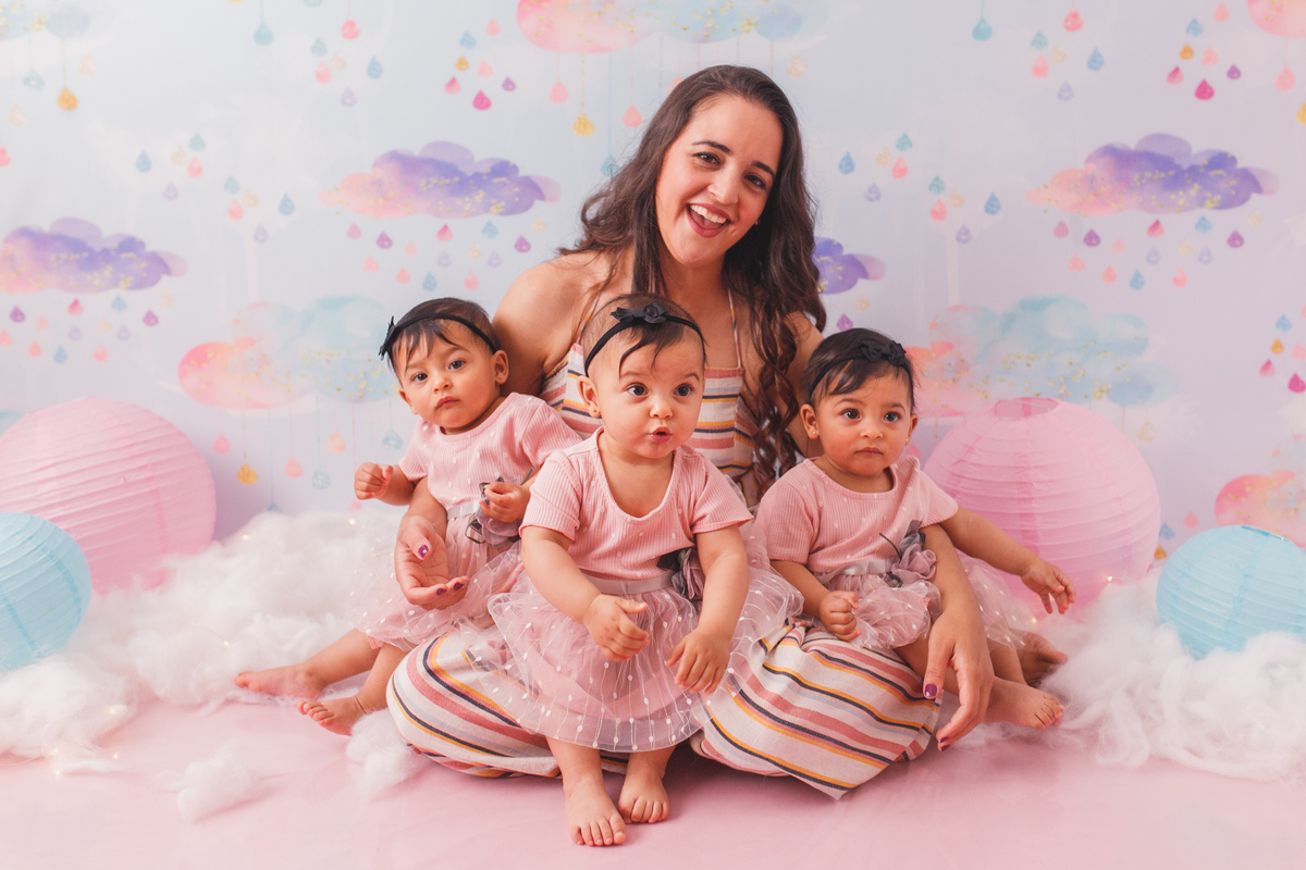 fotografa familia Curitiba - smash the cake trigemeas