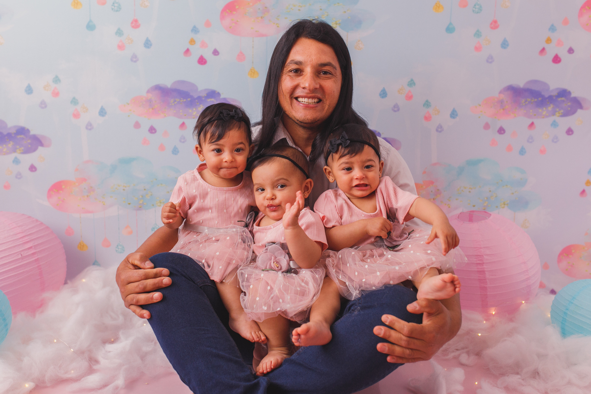 fotografa familia Curitiba - smash the cake trigemeas