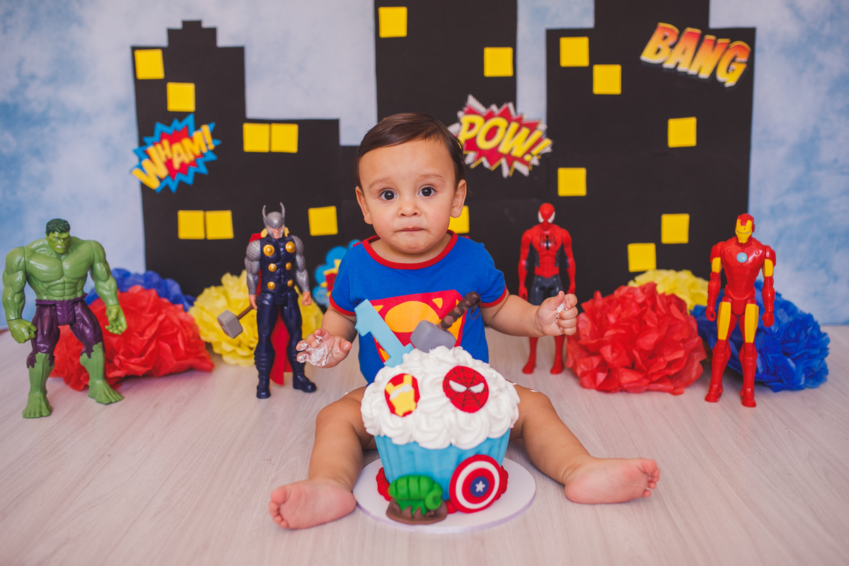 fotografa familia curitiba - ensaio estudio bolo smash the cake Henrique