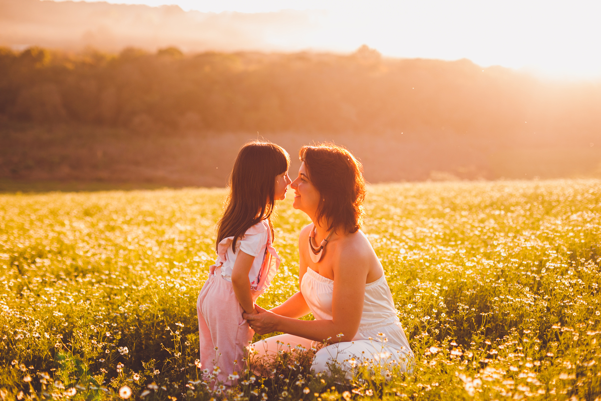 fotografa familia curitiba - ensaio campo de camomila criança infantil externo por do sol
