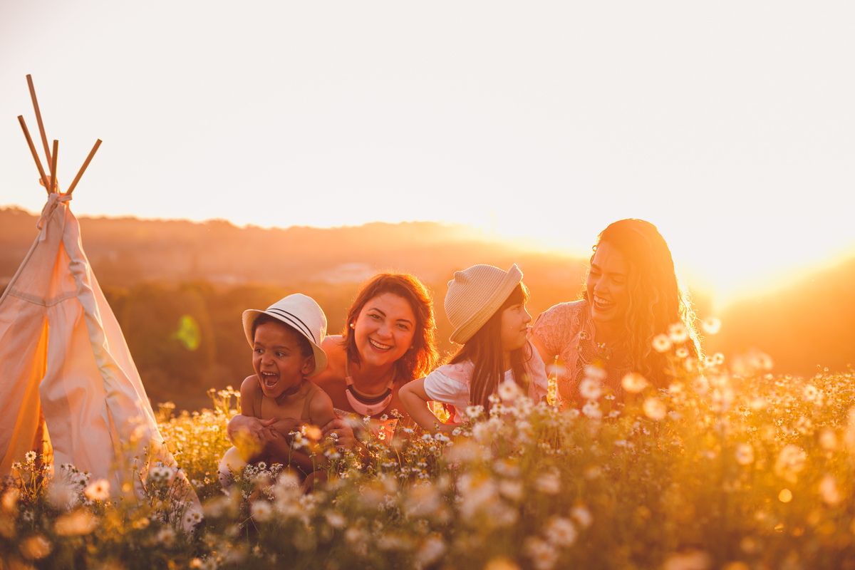 fotografa familia curitiba - ensaio campo de camomila criança infantil externo por do sol