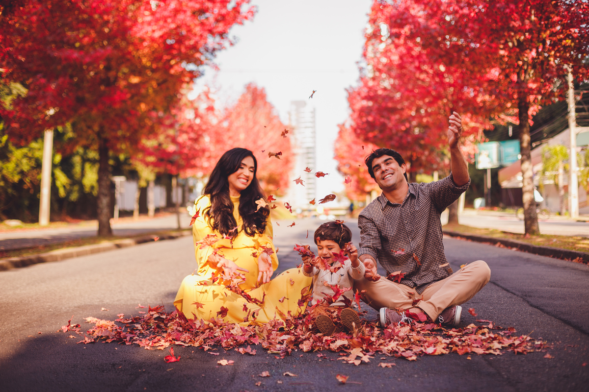 fotografa familia curitiba - ensaio gestante outono canaleta 