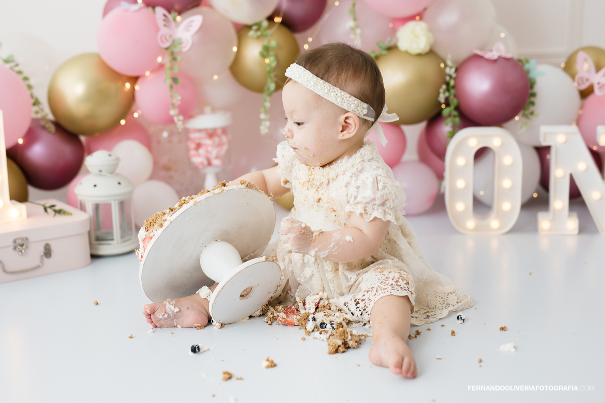 ensaio smash the cake 1 ano brooklin bebe