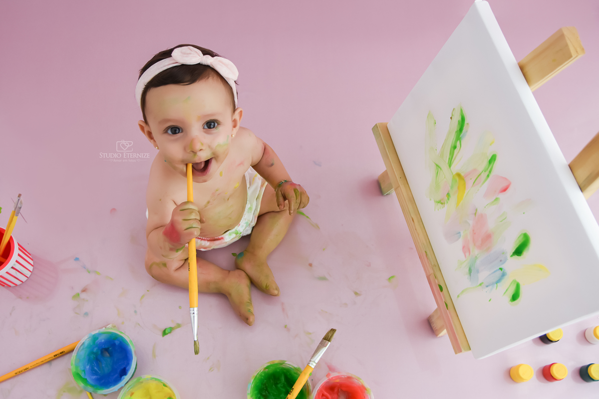 ACOMPANHAMENTO MENSAL - FOTOGRAFIA INFANTIL - MENINA - SMASH THE PAINT - TINTA