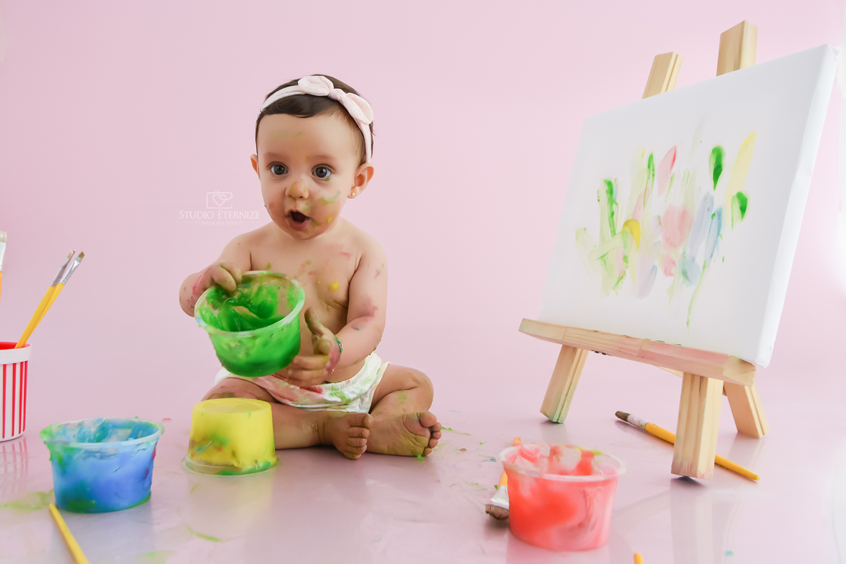 ACOMPANHAMENTO MENSAL - FOTOGRAFIA INFANTIL - MENINA - SMASH THE PAINT - TINTA