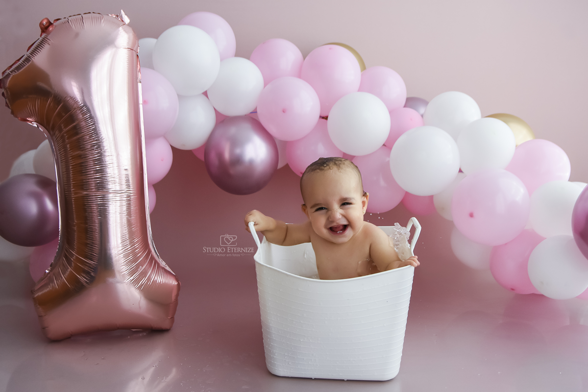 SMASH THE CAKE - ACOMPANHAMENTO MENSAL - FOTOGRAFIA INFANTIL - MENINA - SMASH THE CAKE