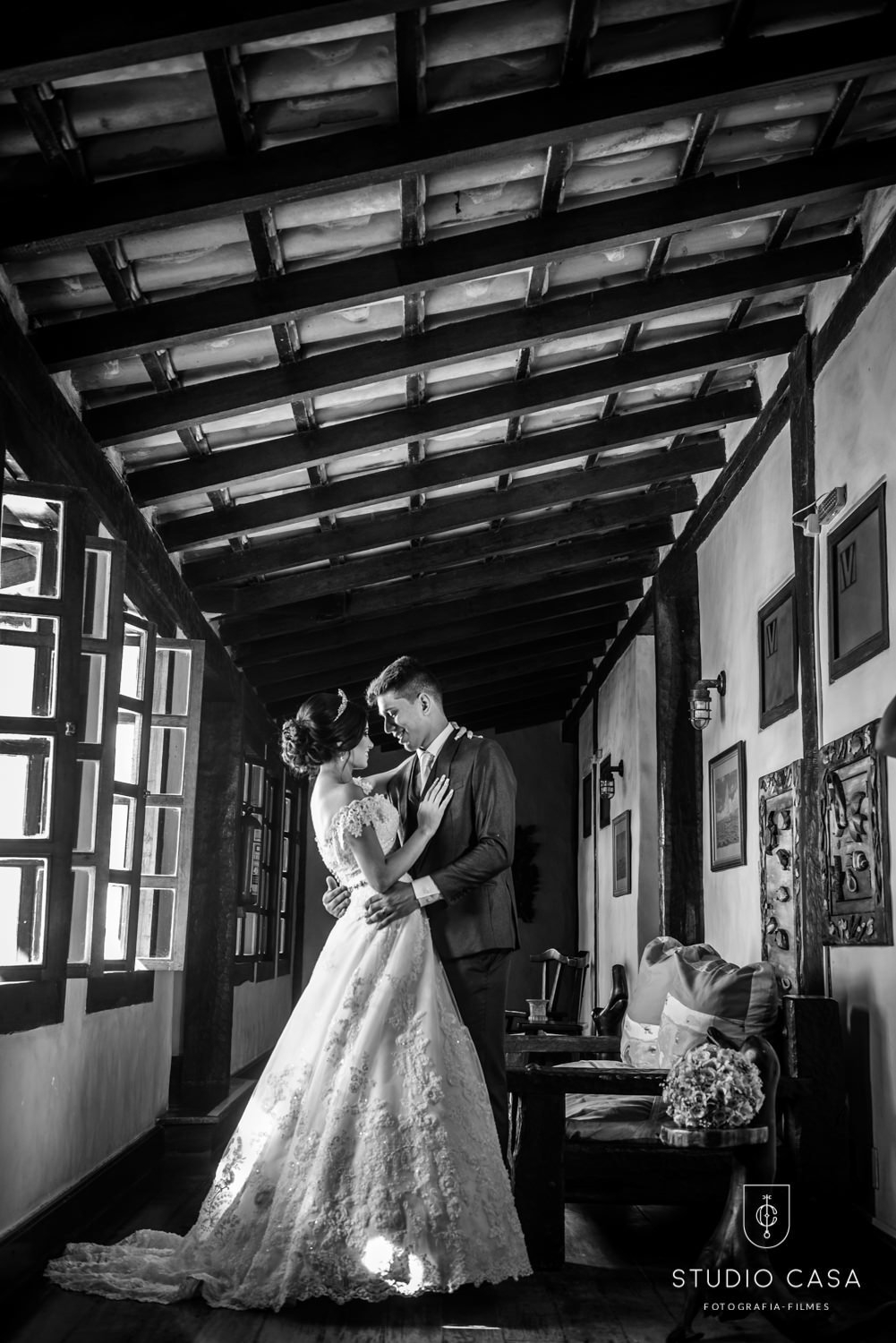 foto preto e branco casamento