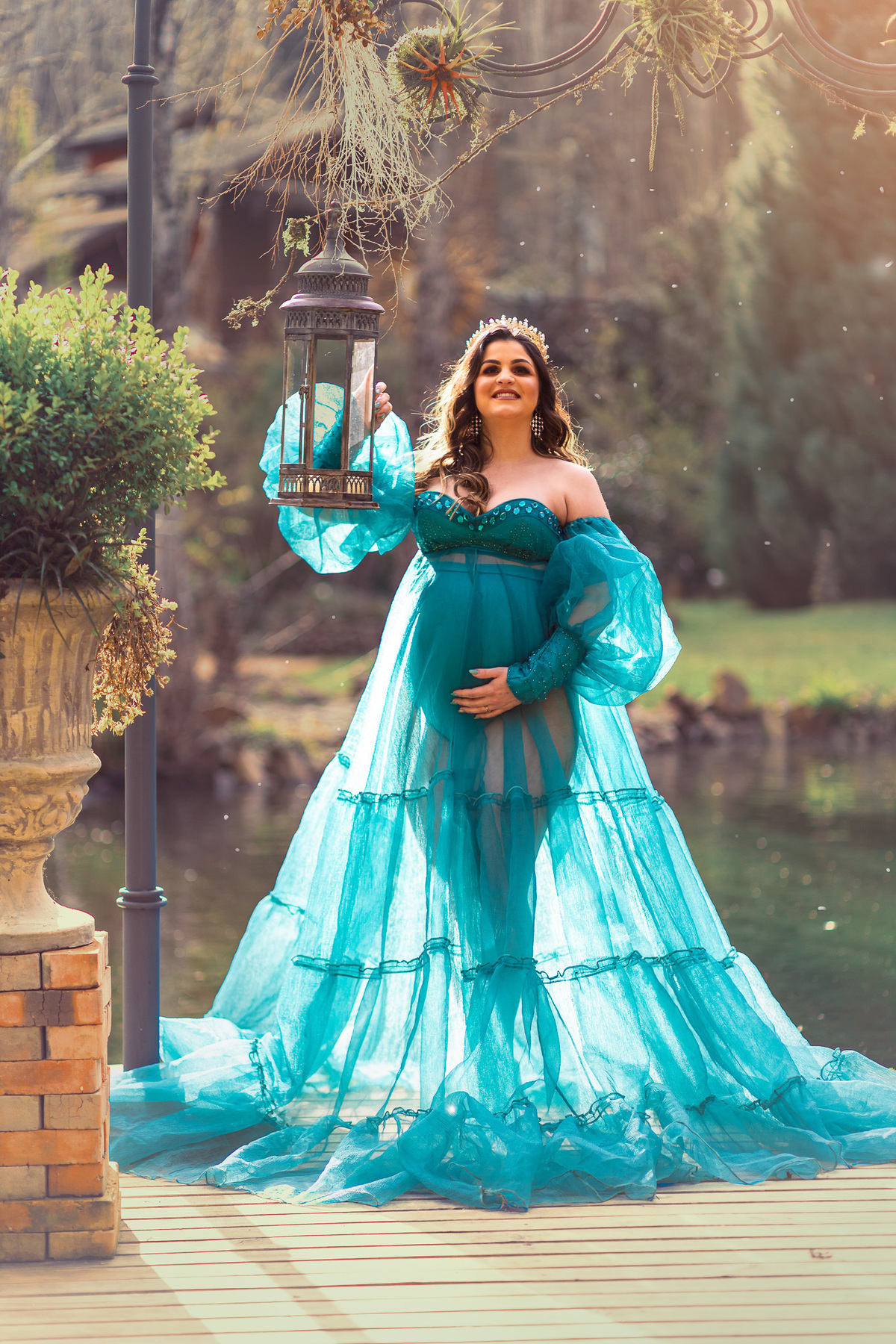 Ensaio Gestante no Jardim Secreto Ville de France na cidade de Urubici em Santa Catarina