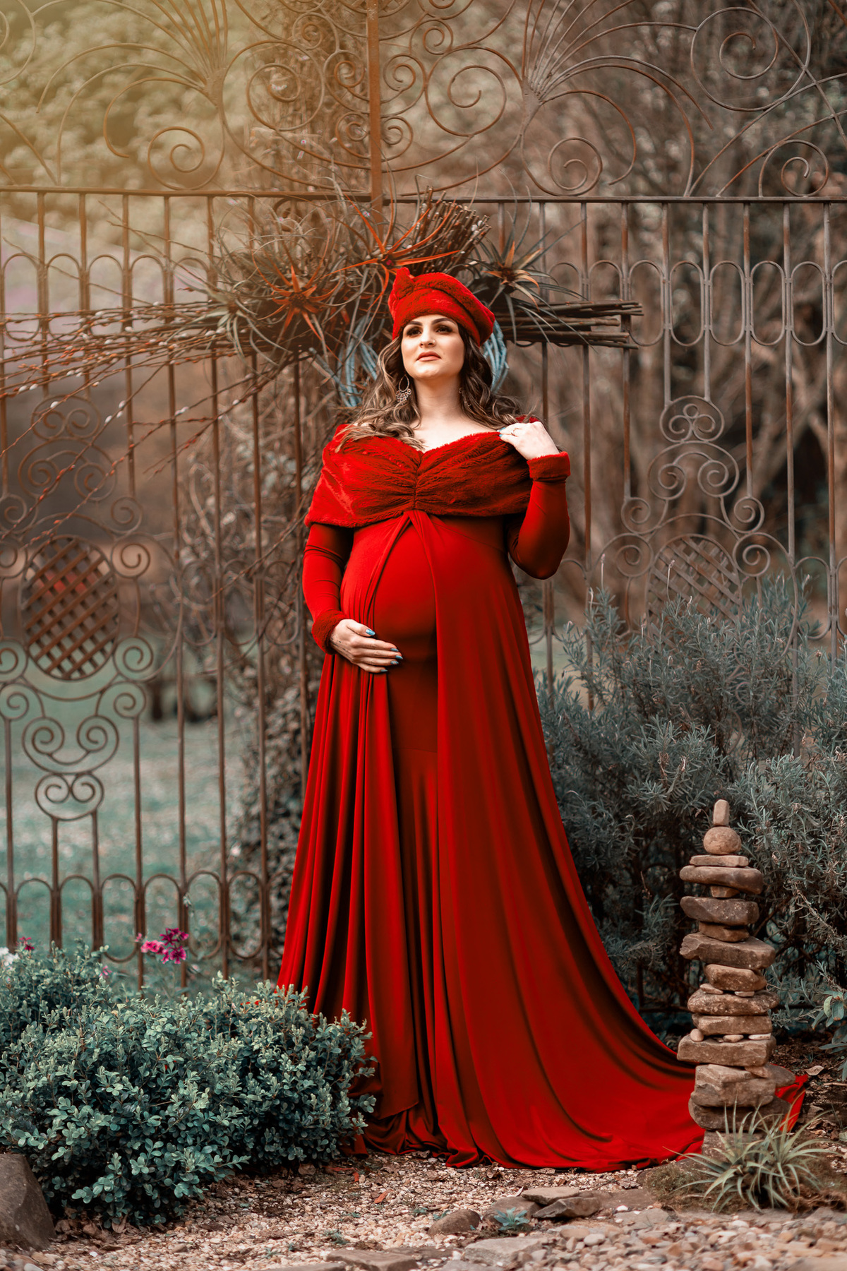 Ensaio Gestante no Jardim Secreto Ville de France na cidade de Urubici em Santa Catarina