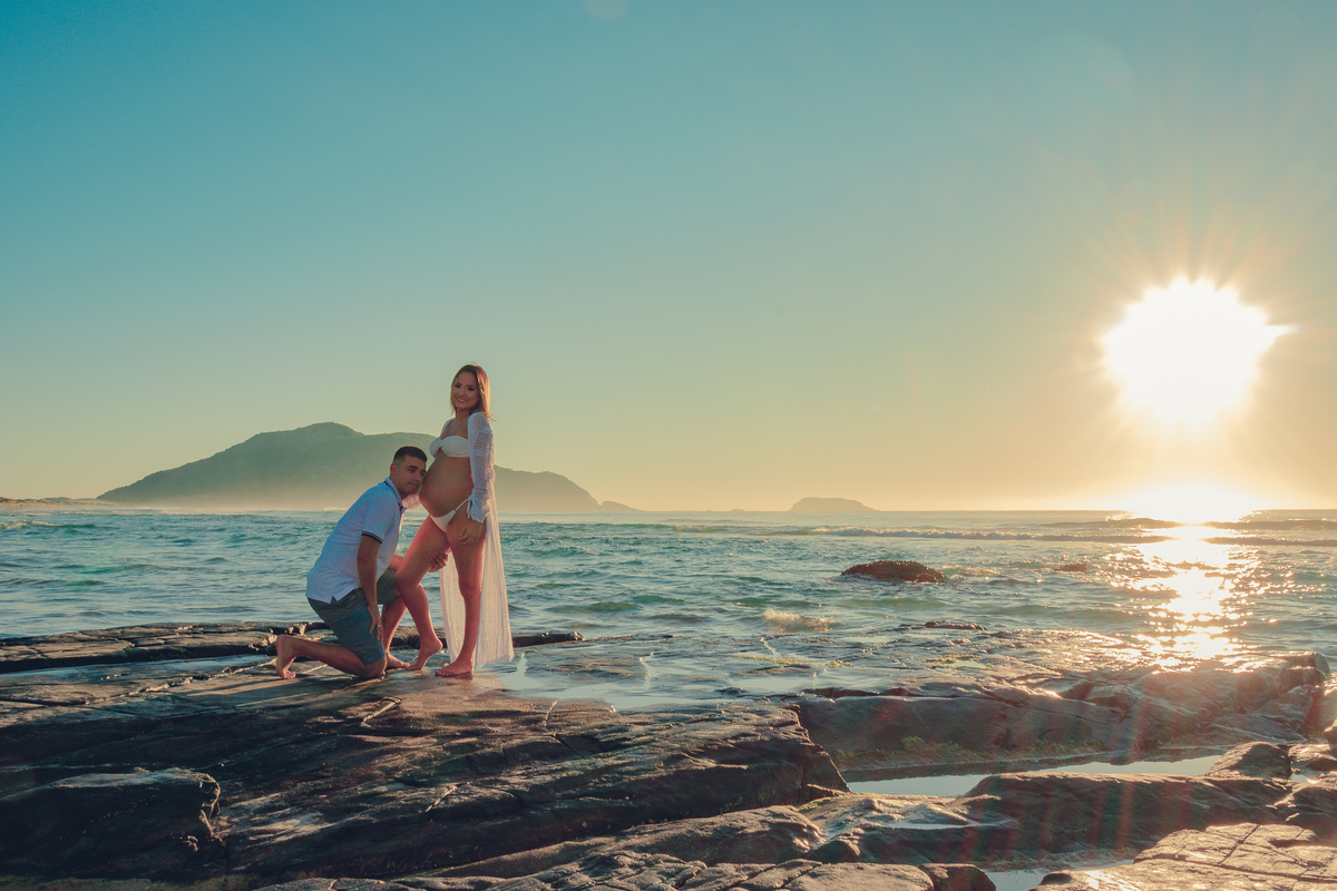 Ensaio de Gestante Por do Sol Florianópolis 
