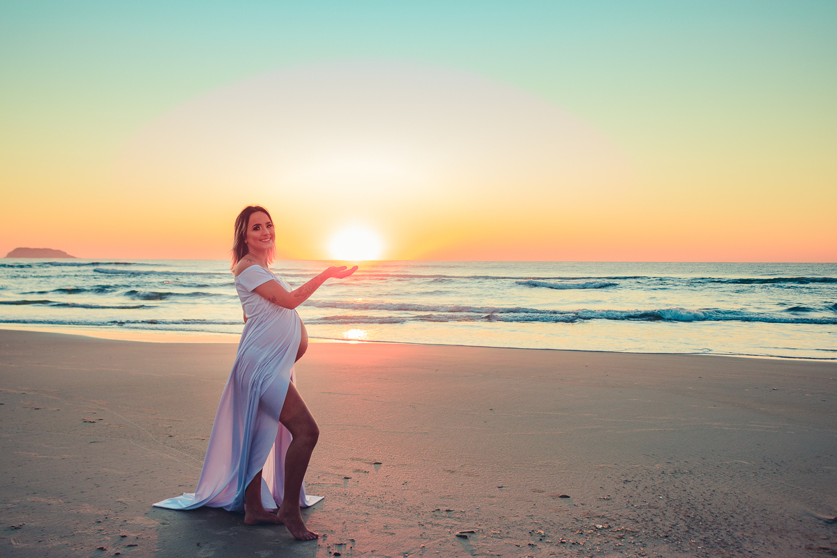 Ensaio de Gestante Por do Sol Florianópolis 