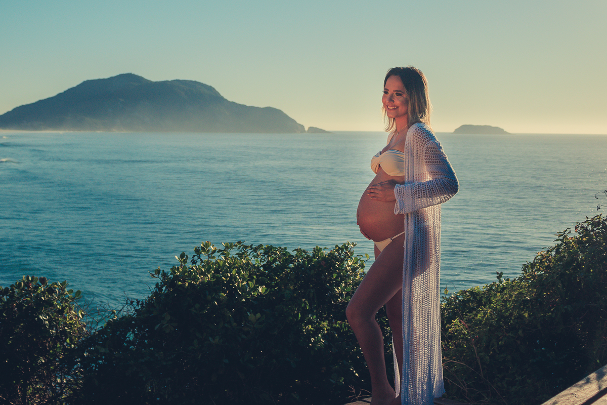 Ensaio de Gestante Por do Sol Florianópolis 