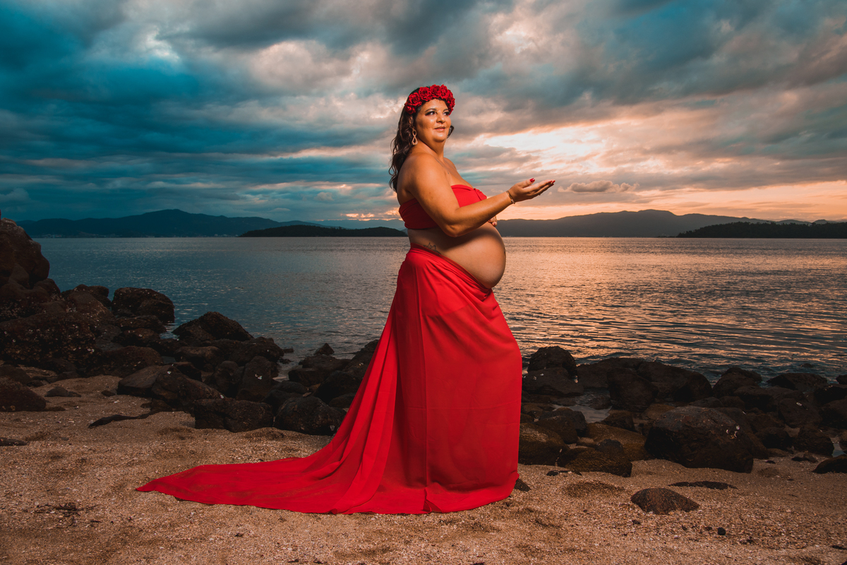 Ensaio Gestante Ponta do Sambaqui - Florianópolis 