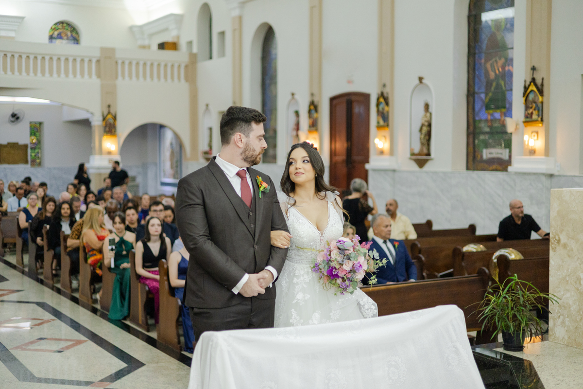 Casamento noturno igreja matriz de Santa Bárbara D'Oeste