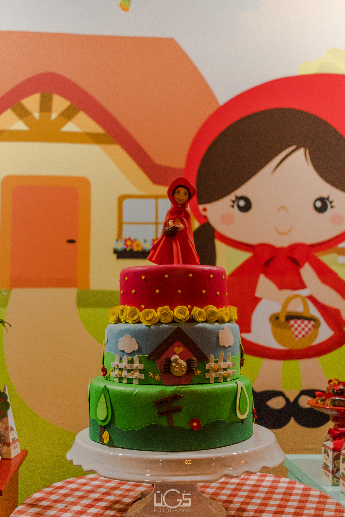 topo de bolo chapeuzinho