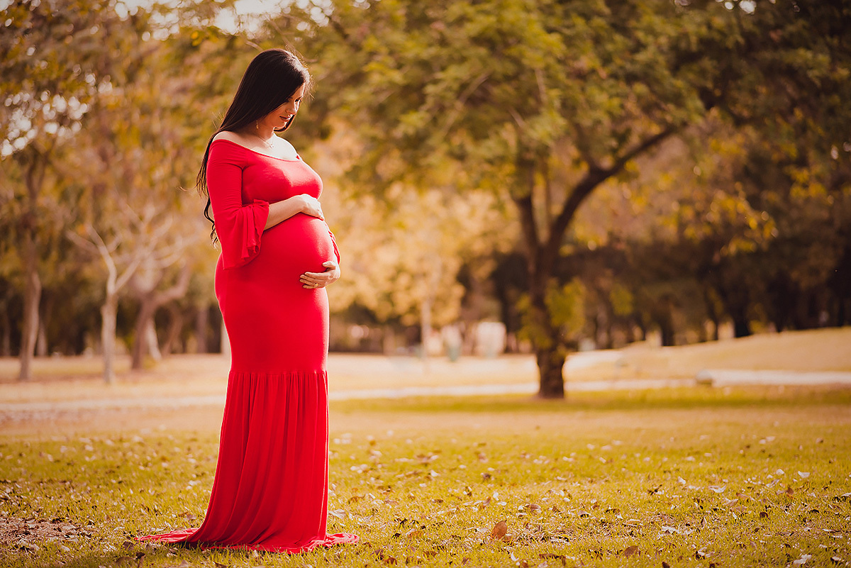 ensaio gestante vestido vermelho