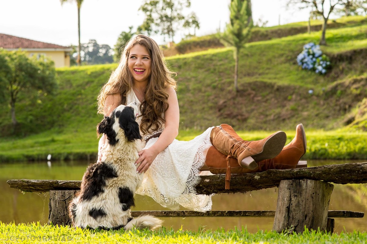 ensaio 15 anos com cachorro