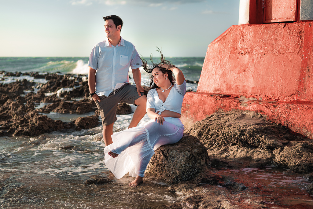 Ensaio pré-casamento, pre wedding, ensaio de casal, praia, galinhos, rio grande do norte, por-do-sol, farol