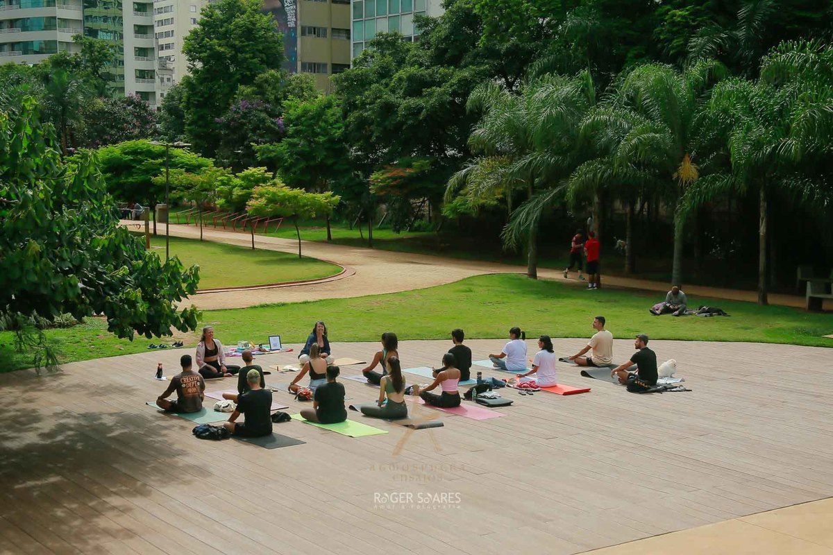 milena welsh, fernanda sal, pratica de yoga ao ar livre, yoga em estudio, comunidade de yoga, cha colaborativo, leveza em movimento, exercicios e bem estar, saude e conexao, encontro de yoga, registros de aulas de yoga