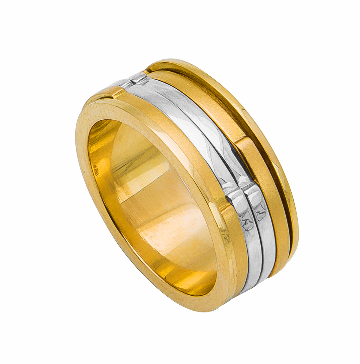 anel em ouro 18k com detalhe em ouro branco