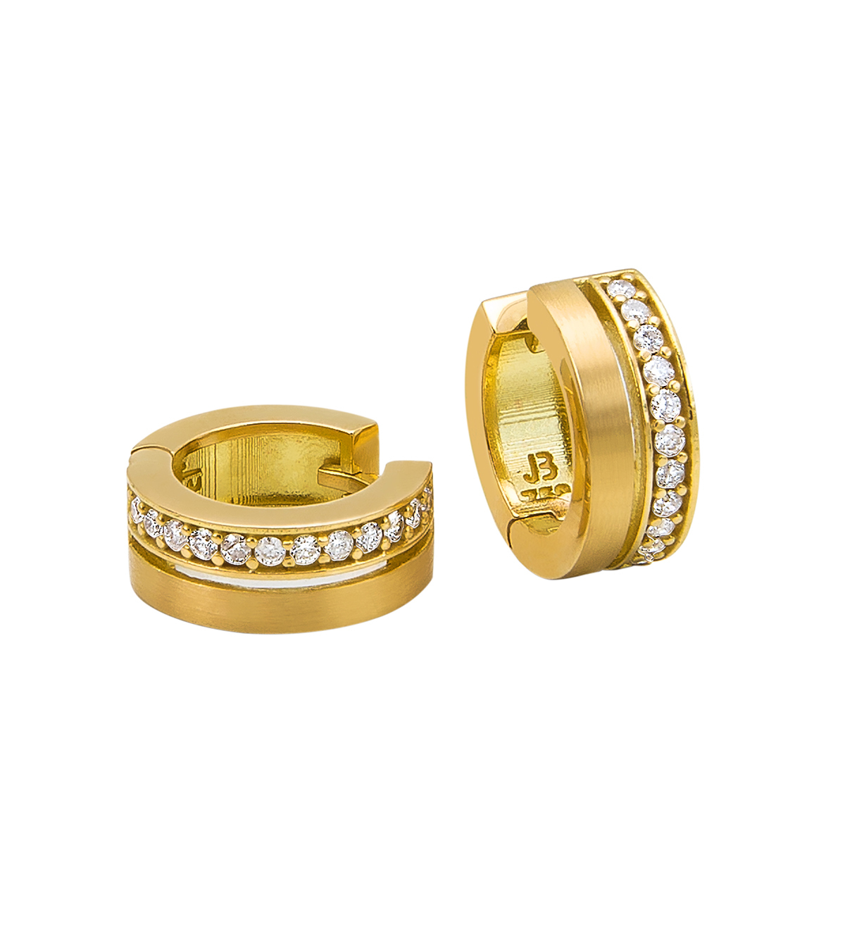 par de brincos em ouro 18k com lateral de diamantes