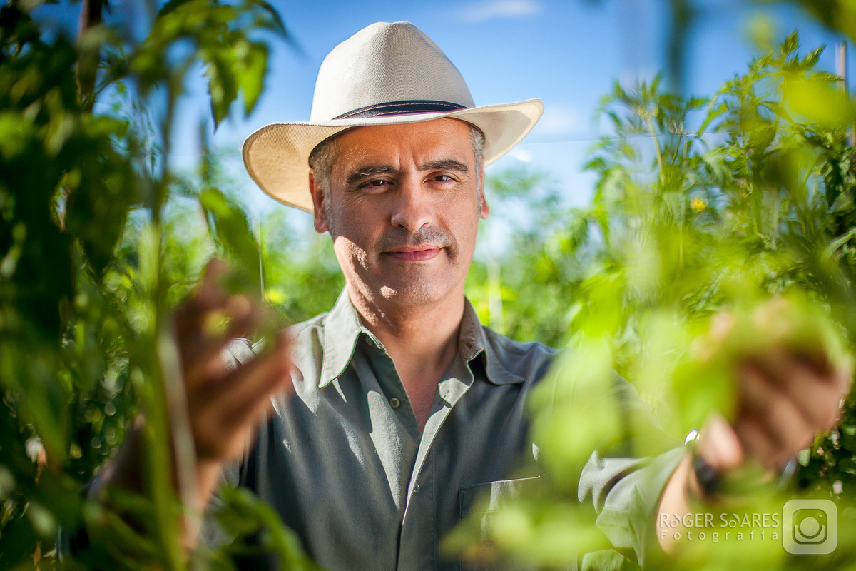 fazendeiro agricultor lavrador ator olhar tomates cultivo céu azul