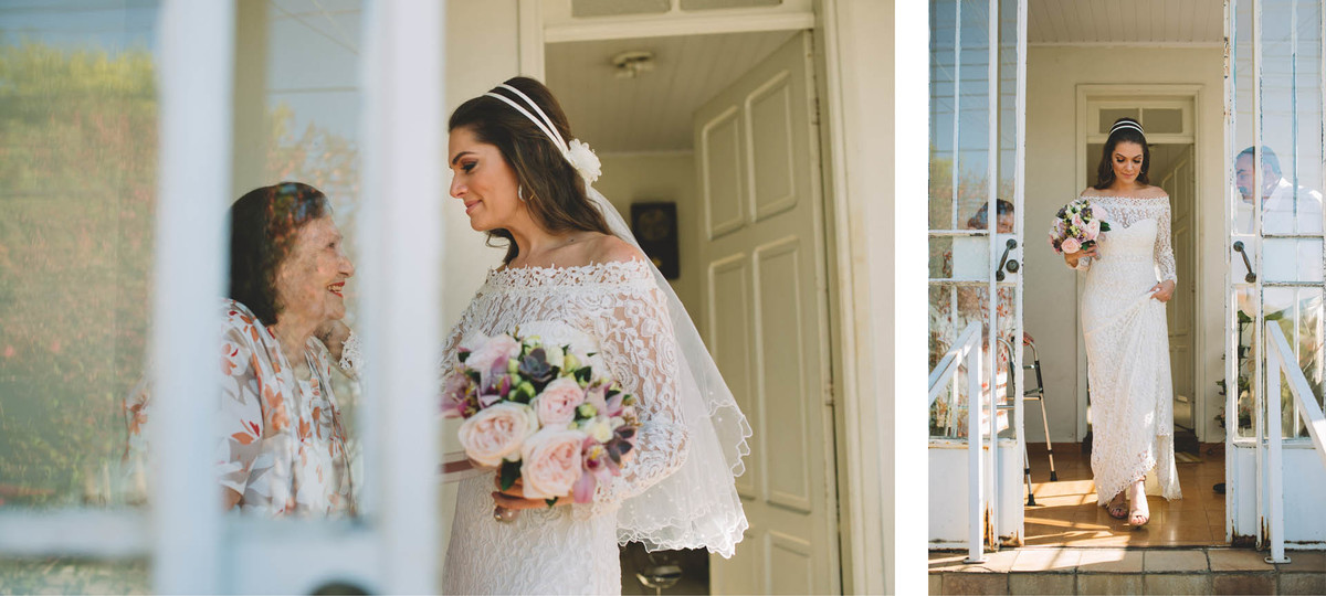 Noiva Lívia visitando sua avó antes da cerimônia