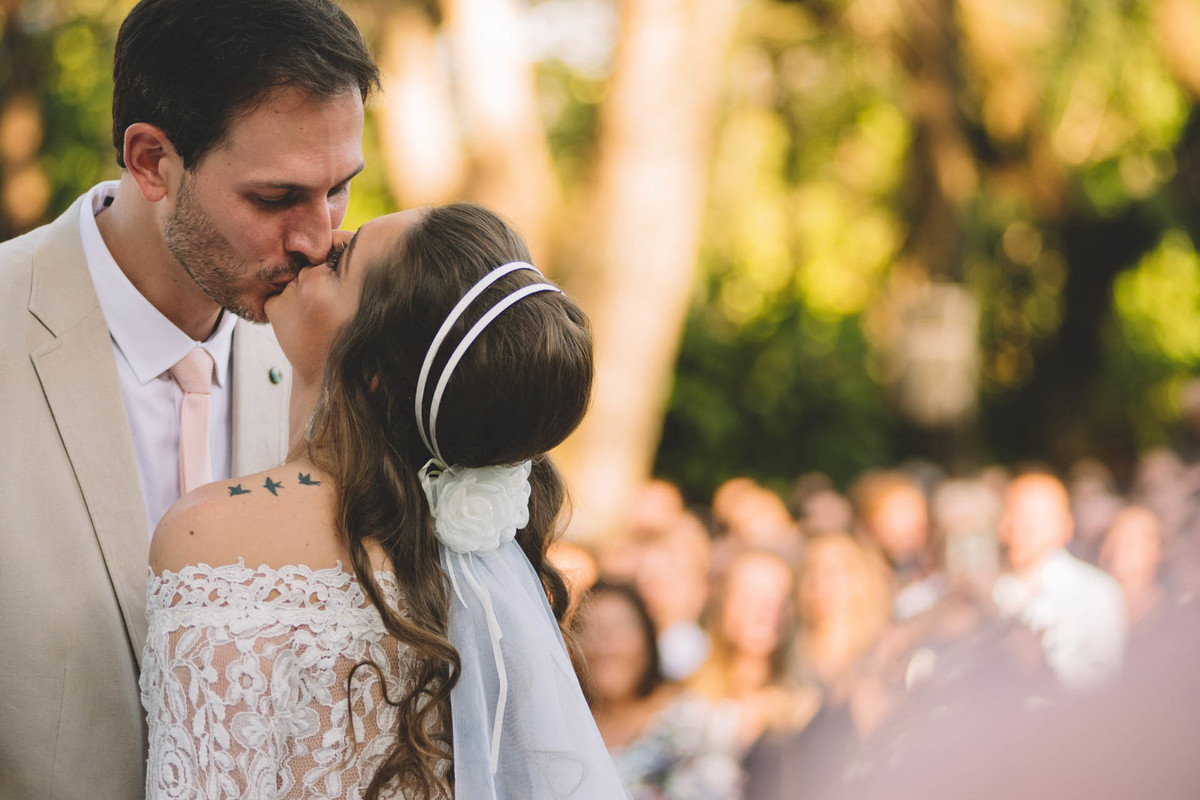 Casamento Lívia e Fernando, Campinas - SP, Quinta das Bromélias, o beijo